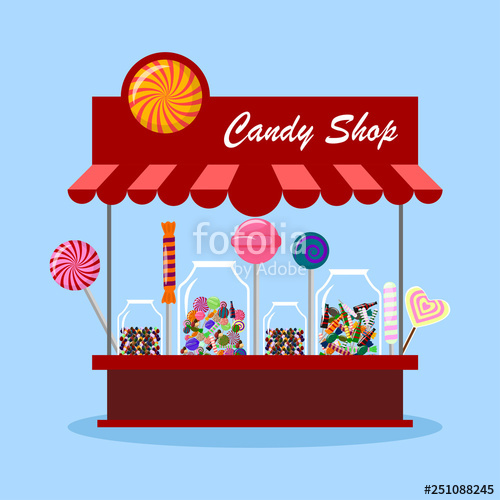 500x500 Candy Shop, Store In City Sweet Candies In Glass Jar Isolated