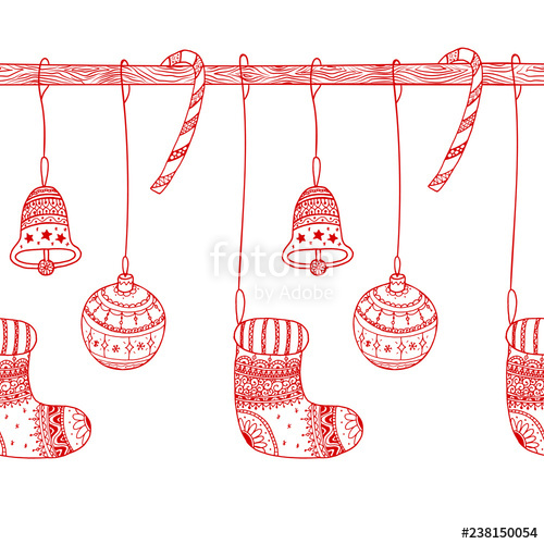 500x500 Vector Decorative Seamless Border Of Christmas Symbols On Seamless