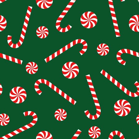 450x450 Candy Cane And Lollipop Seamless Christmas Pattern On Green