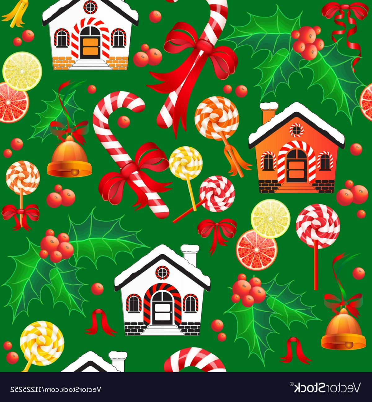 1200x1296 Seamless Pattern Of Christmas Candy Cane Bell Vector Newwaysys
