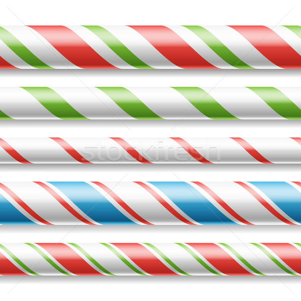 600x600 Xmas Candy Cane Vector Horizontal Seamless Pattern Isolated
