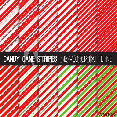 500x500 Candy Cane Stripes Vector Patterns In Red, White And Lime Green