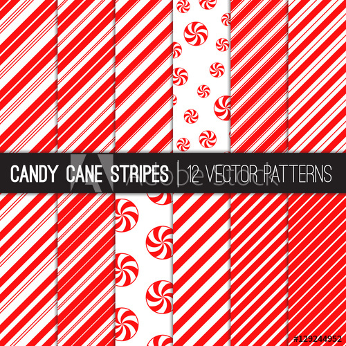500x500 Candy Cane Stripes And Peppermints Vector Patterns In Red