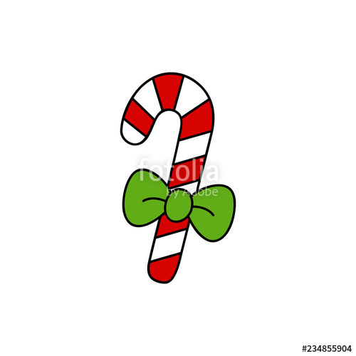 500x500 Christmas Candy Cane Vector Outlined Illustration Icon Festive