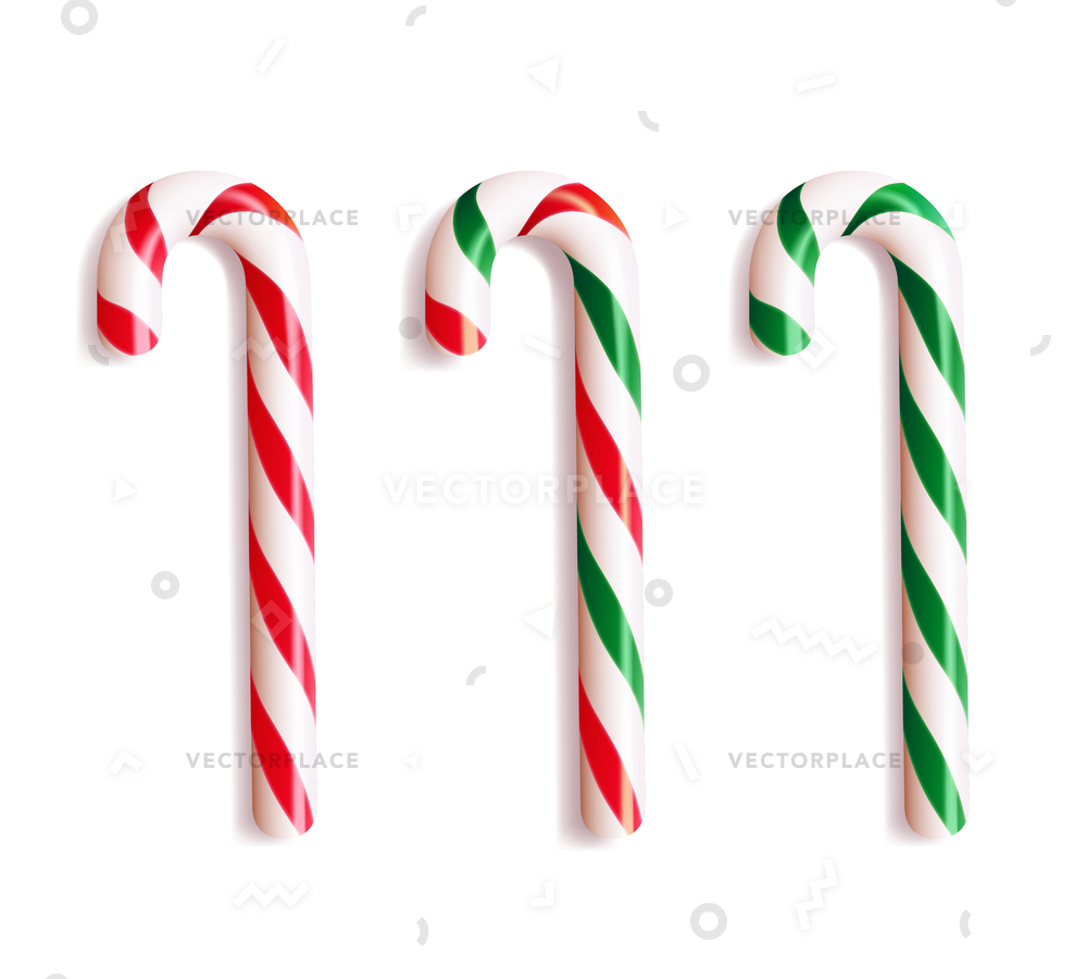 1000x900 Set Realistic Christmas Candy Cane Icon Vector Illustration