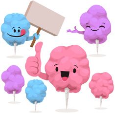 235x234 Cotton Candy Cartoon Set C Vector Art Illustration Cute