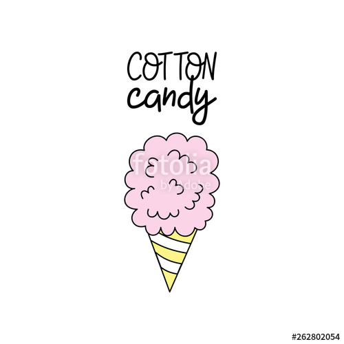 500x500 Pink Cotton Candy Vector Graphic Illustration With Writing Candy