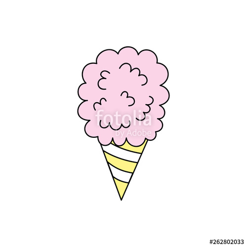 500x500 Pink Cotton Candy Vector Graphic Illustration Candy Floss In Cone