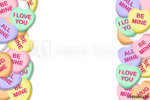Valentines Day Candy Hearts Vector Background Border 500x334 Valentines Day Candy Hearts Vector Background Border