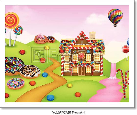 560x470 Free Art Print Of Fantasy Sweet Candyland Vector Illustration