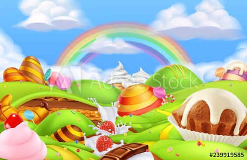 500x325 Sweet Candy Land Cartoon Game Background Illustration Vector