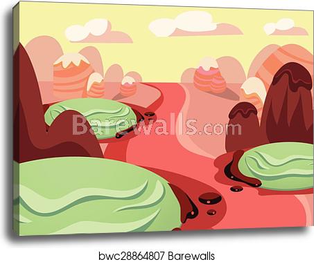 453x379 Candy Land Vector, Canvas Print Barewalls Posters Prints