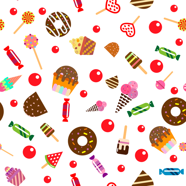 600x600 Cupcake With Candy Seamless Pattern Vector Free Download