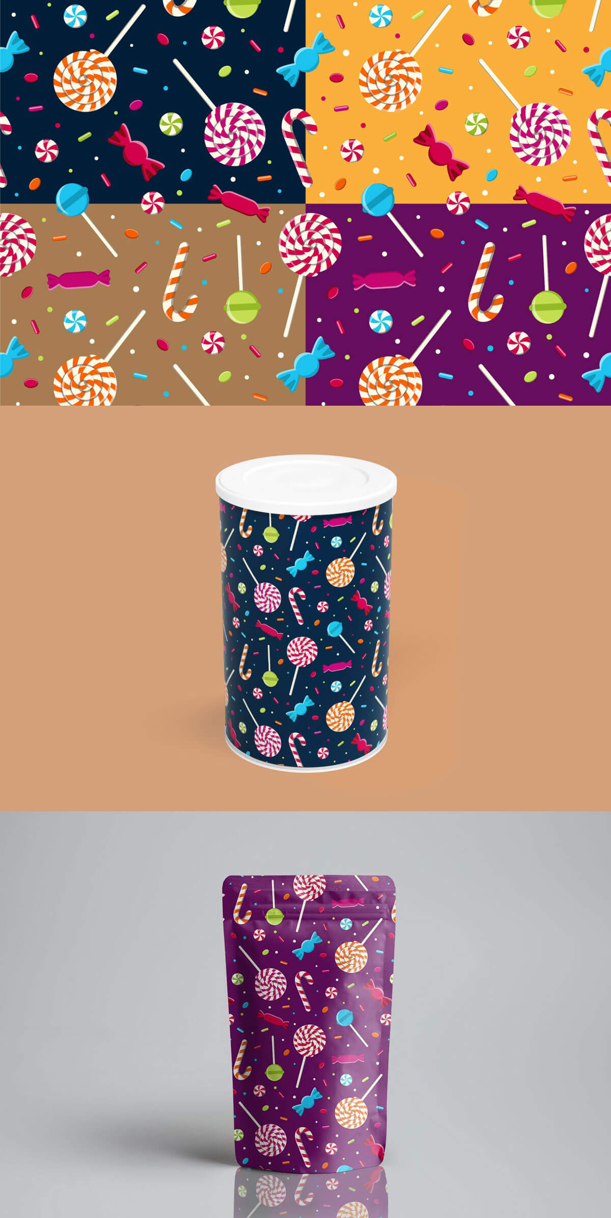 1200x2393 Free Candy Vector Seamless Pattern