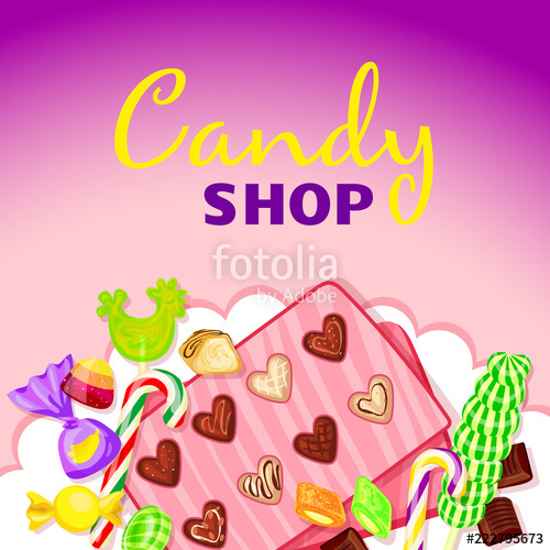 Caramel Candy Shop Concept Background Cartoon Illustration 500x500 Caramel Candy Shop Concept Background Cartoon Illustration