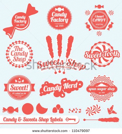 Vector Set Candy Shop Labels And Stickers With Silhouette 428x470 Vector Set Candy Shop Labels And Stickers With Silhouette