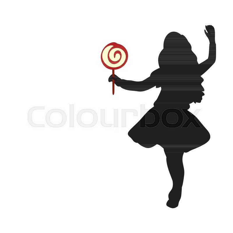 800x800 Silhouette Girl Hold Sweet Candy Stock Vector Colourbox
