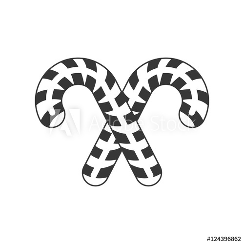 500x500 Candy Cane Crossed Christmas Decoration Silhouette Vector