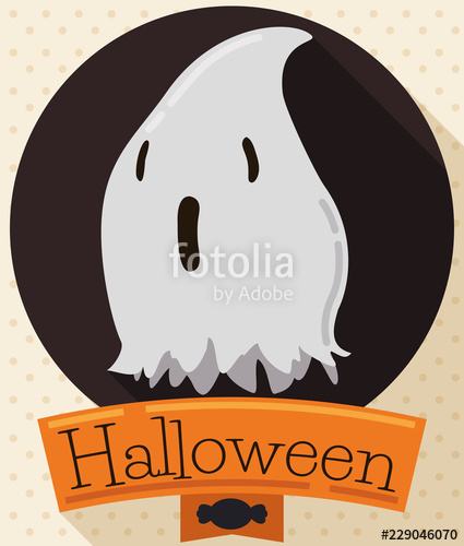 425x500 Button With Ghost Design And Candy Silhouette For Halloween