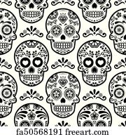 180x195 Free Art Print Of Mexican Sugar Skull, Dia De Los Mue Vector
