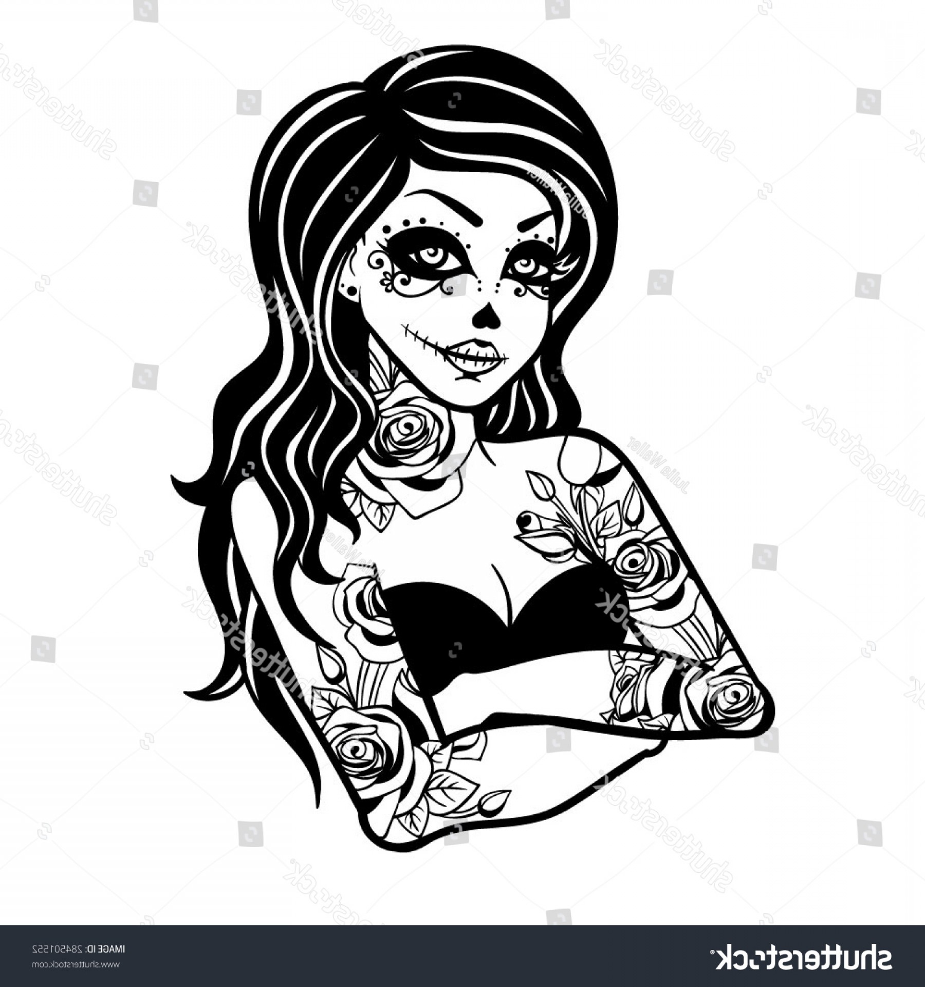 1800x1920 Vector Black White Skull Candy Girl Soidergi