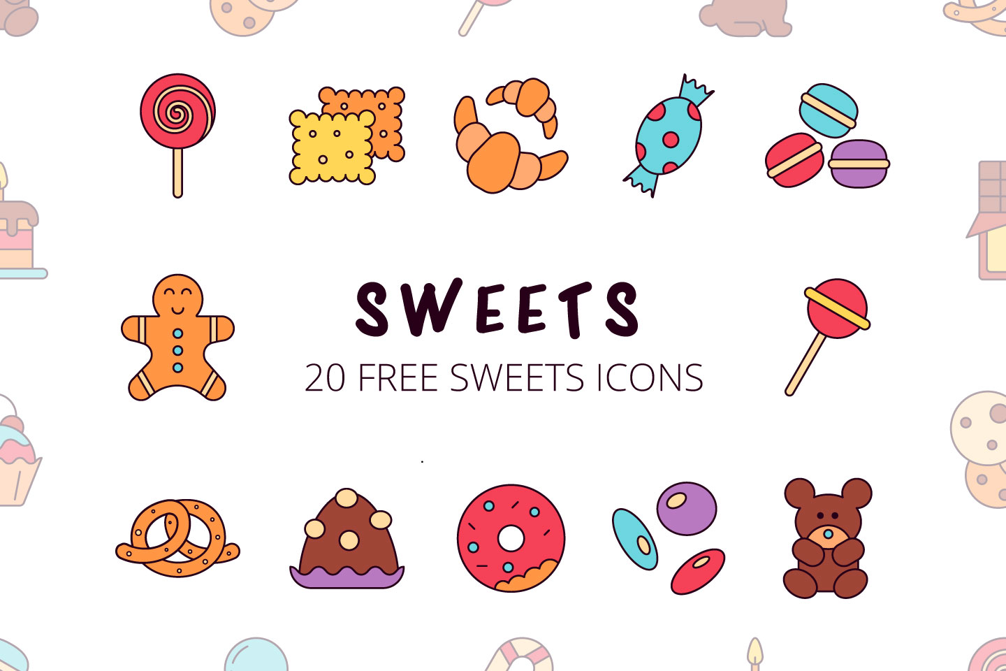 1440x960 Sweets Vector Free Icon Set
