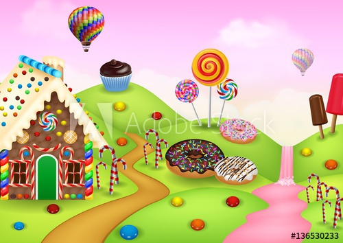 Candyland With Gingerbread House 500x354 Candyland With Gingerbread House