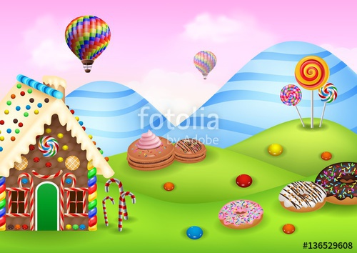 Candyland With Gingerbread House Stock Image And Royalty Free 500x354 Candyland With Gingerbread House Stock Image And Royalty Free