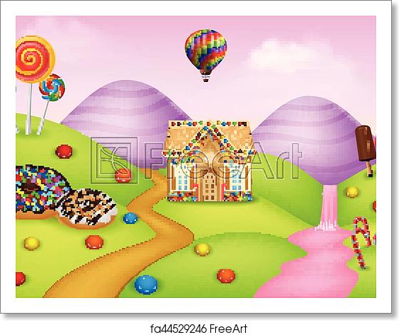 Free Art Print Of Candyland With Gingerbread House Vector 560x470 Free Art Print Of Candyland With Gingerbread House Vector