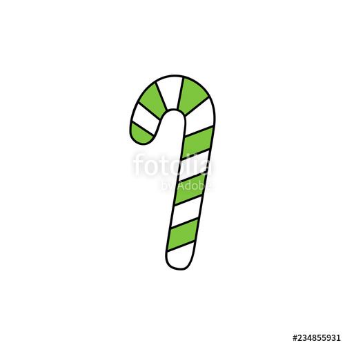 500x500 Christmas Candy Cane Vector Outlined Illustration Icon Festive