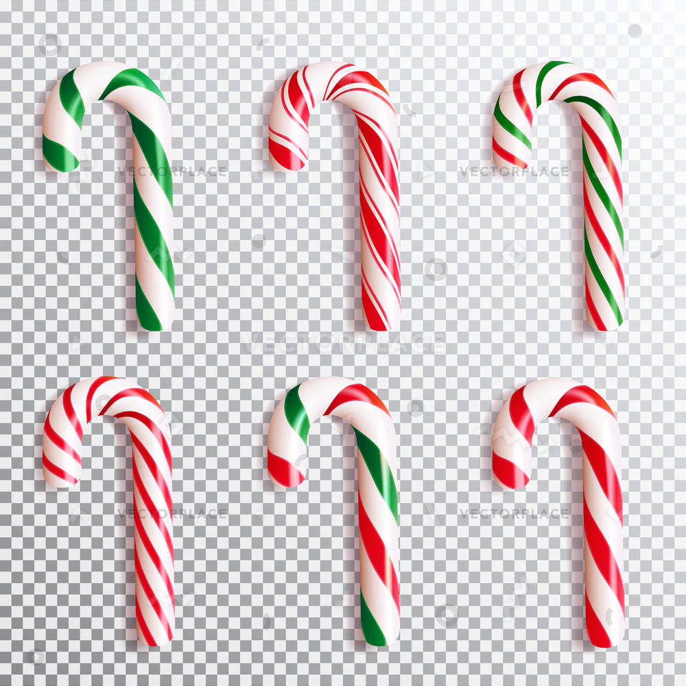 1000x1000 Set Realistic Christmas Candy Cane Icon Vector Illustration