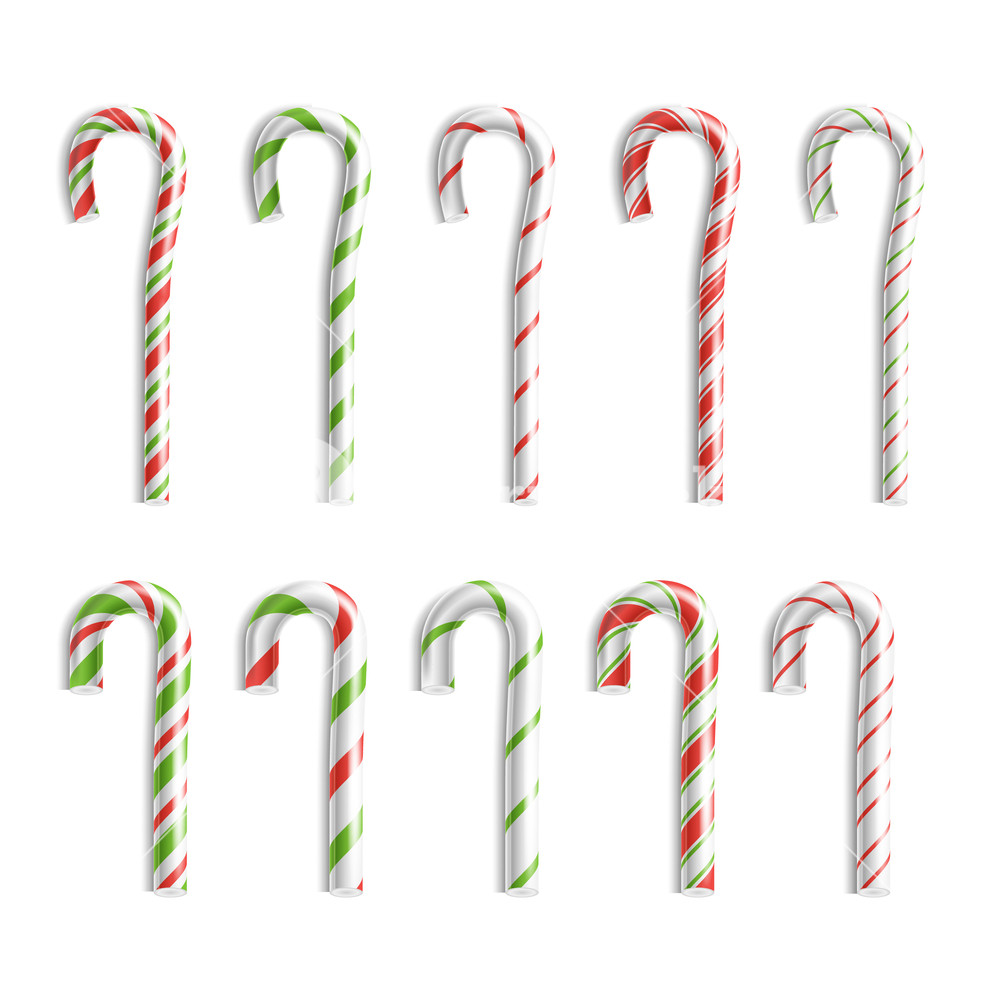 1000x1000 Xmas Candy Cane Vector Set Isolated On White Top View Good