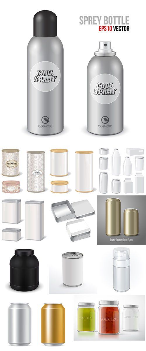 500x1200 Stock Pack Can Retro Canned Food Vector, Product Packing Vectors