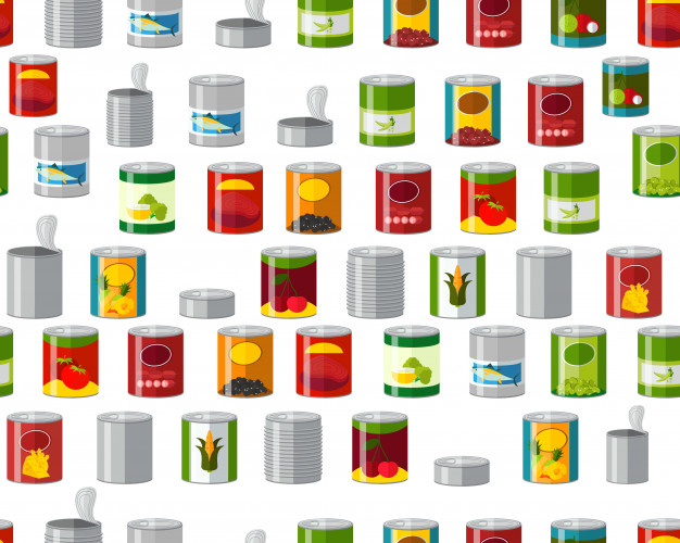 626x500 Vector Flat Seamless Texture Pattern Canned Food Vector Premium