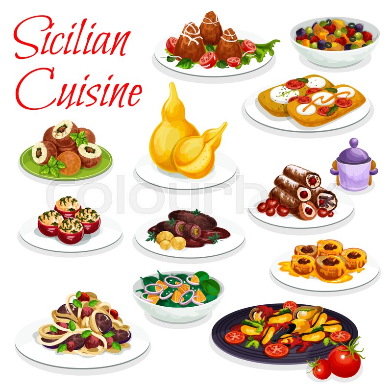 Sicilian Cuisine Vector Eggplant Stew Stock Vector Colourbox 800x798 Sicilian Cuisine Vector Eggplant Stew Stock Vector Colourbox