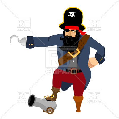 400x400 Pirate With Hook And Cannon Vector Image Of People Popaukropa