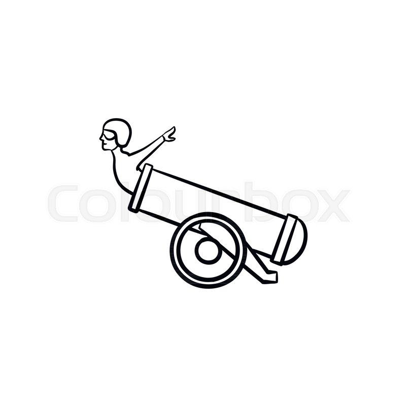 800x800 Stuntman In The Cannon Hand Drawn Stock Vector Colourbox