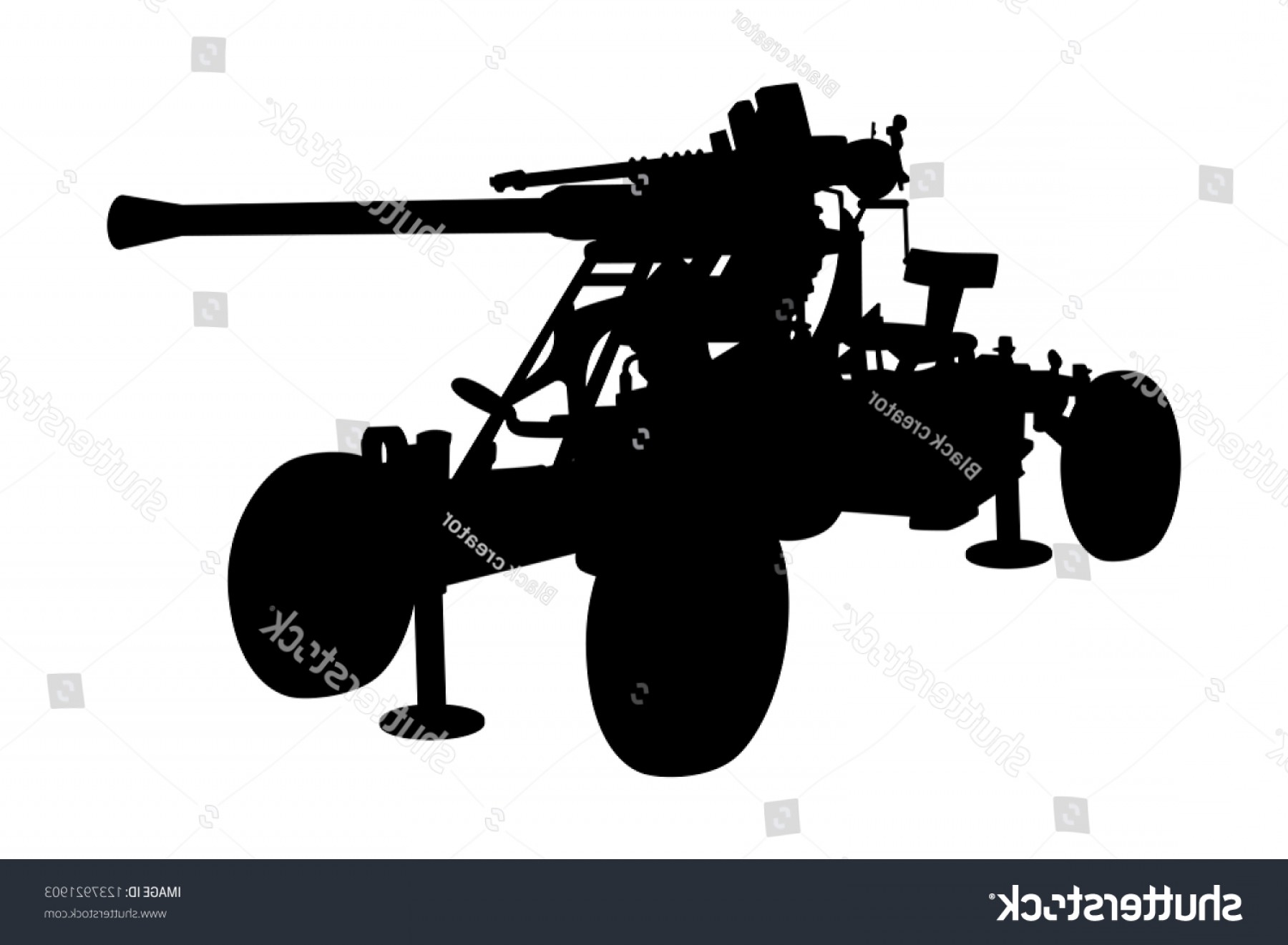 1800x1321 Antiaircraft Gun Silhouette Vector On White Catchsplace