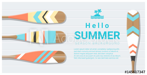 500x257 Hello Summer Background With Painted Canoe Paddle Vector