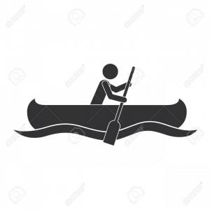 300x300 Photostock Vector Monochrome Silhouette With Man Paddling In Canoe