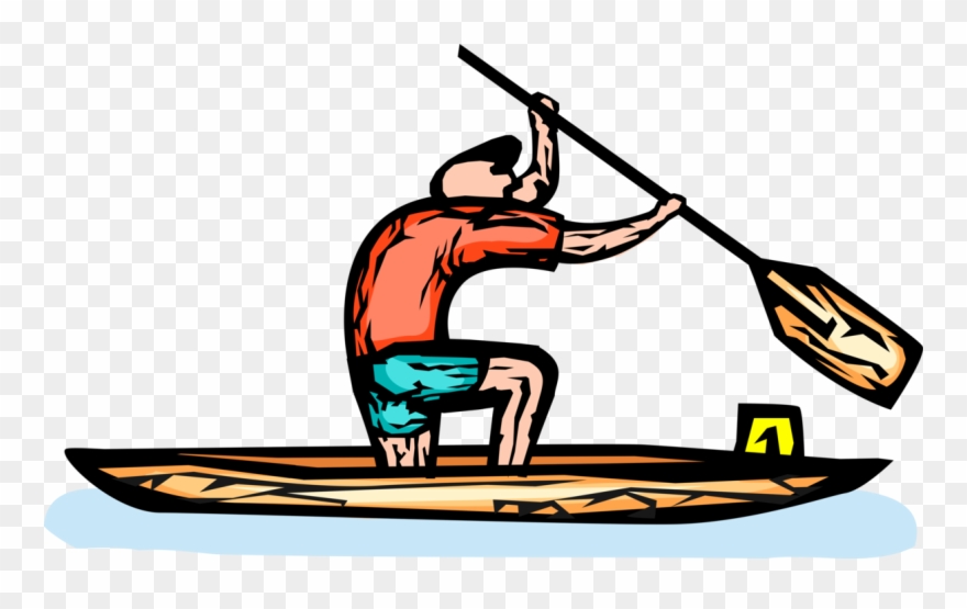 880x555 Vector Illustration Of Canoeist In Canoe Paddles In Clipart