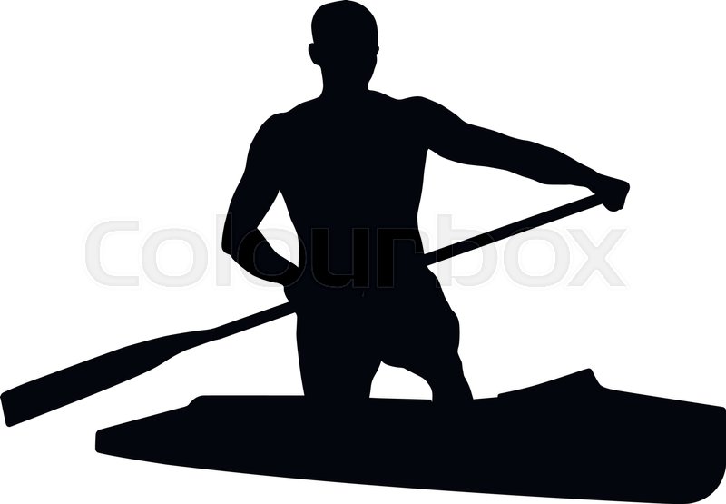 800x555 Black Silhouette Canoeing Athlete Stock Vector Colourbox