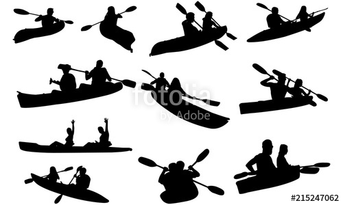 500x300 Couple Kayaking Silhouette People In Canoe Vector Paddling
