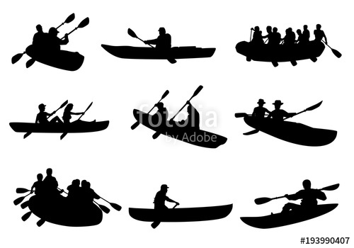 500x350 Kayaking And Rafting Silhouettes Stock Image And Royalty Free
