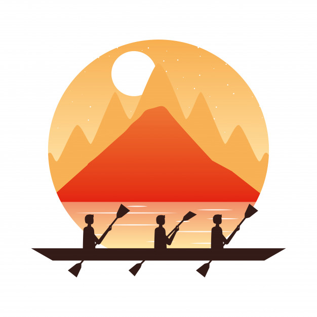 626x626 Men Paddling In Canoe Silhouette Vector Premium Download