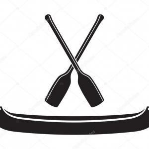 300x300 Photostock Vector Monochrome Silhouette With Man Paddling In Canoe