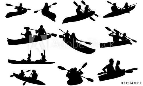 500x300 Couple Kayaking Silhouette People In Canoe Vector Paddling