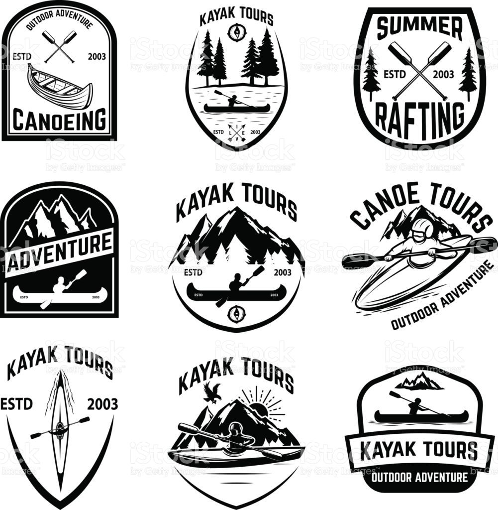 1001x1024 Set Of Canoeing Badges Isolated On White Background Kayaking
