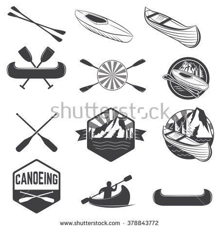 450x470 Set Of Canoeing Labels And Design Elements Kayak Labels Rafting