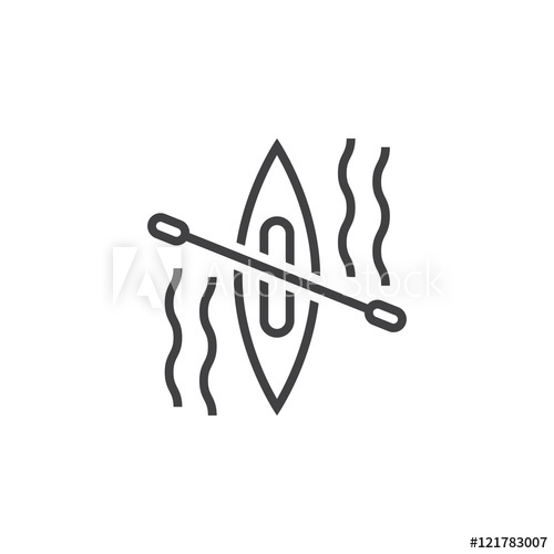 500x500 Kayak Line Icon, Outline Canoe Vector Sign, Linear Pictogram